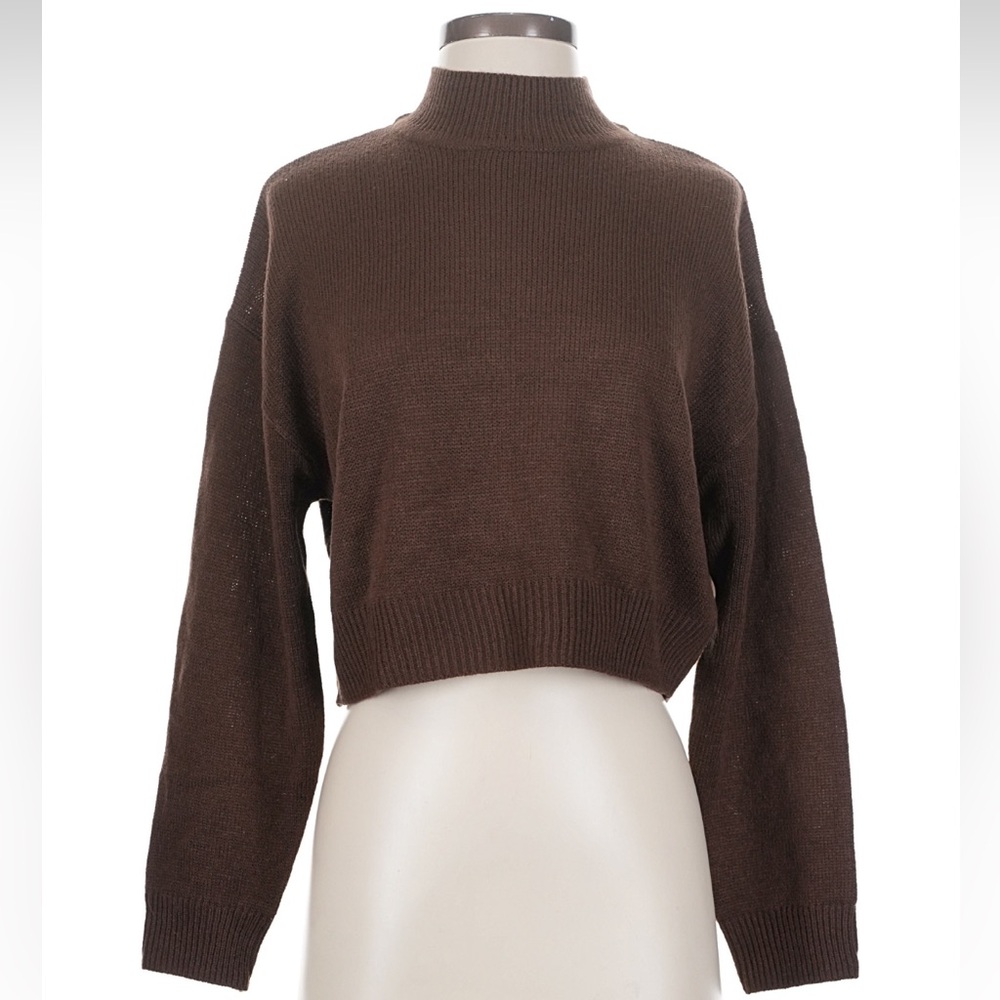 H&M Brown Mock Neck Brown Cropped Sweater